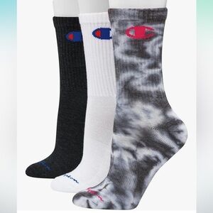 Women’s 3 Pair Crew Socks Tie Dye Grey White Black Double Dry Cushioned Socks